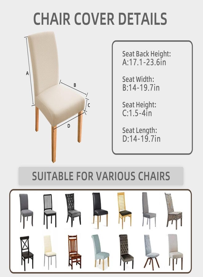 Promindflyplka Dining Room Chair Covers,Chair Covers Set of 4, Soft and Stretchy,Cat Scratch Protection, Cream White, Jacquard Fabric, Dining Chair Cover Banquet Wedding, Kitchen, Hotel, Celebration - Image 4